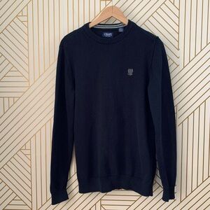 🍀 3/$30 Chaps 100% Cotton Classic Knit Sweater stitched emblem crew neck M